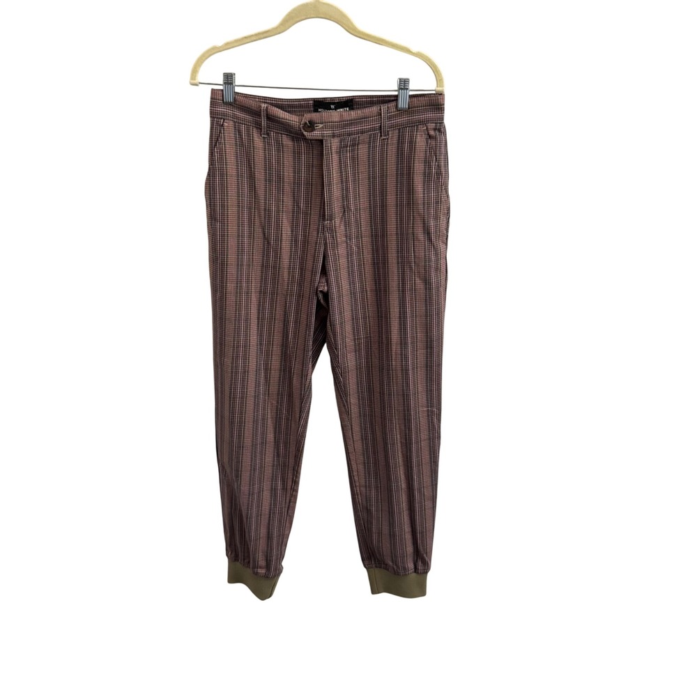 Houston White Target Pink Brown Plaid Jogger Pants Stretch Trousers Small